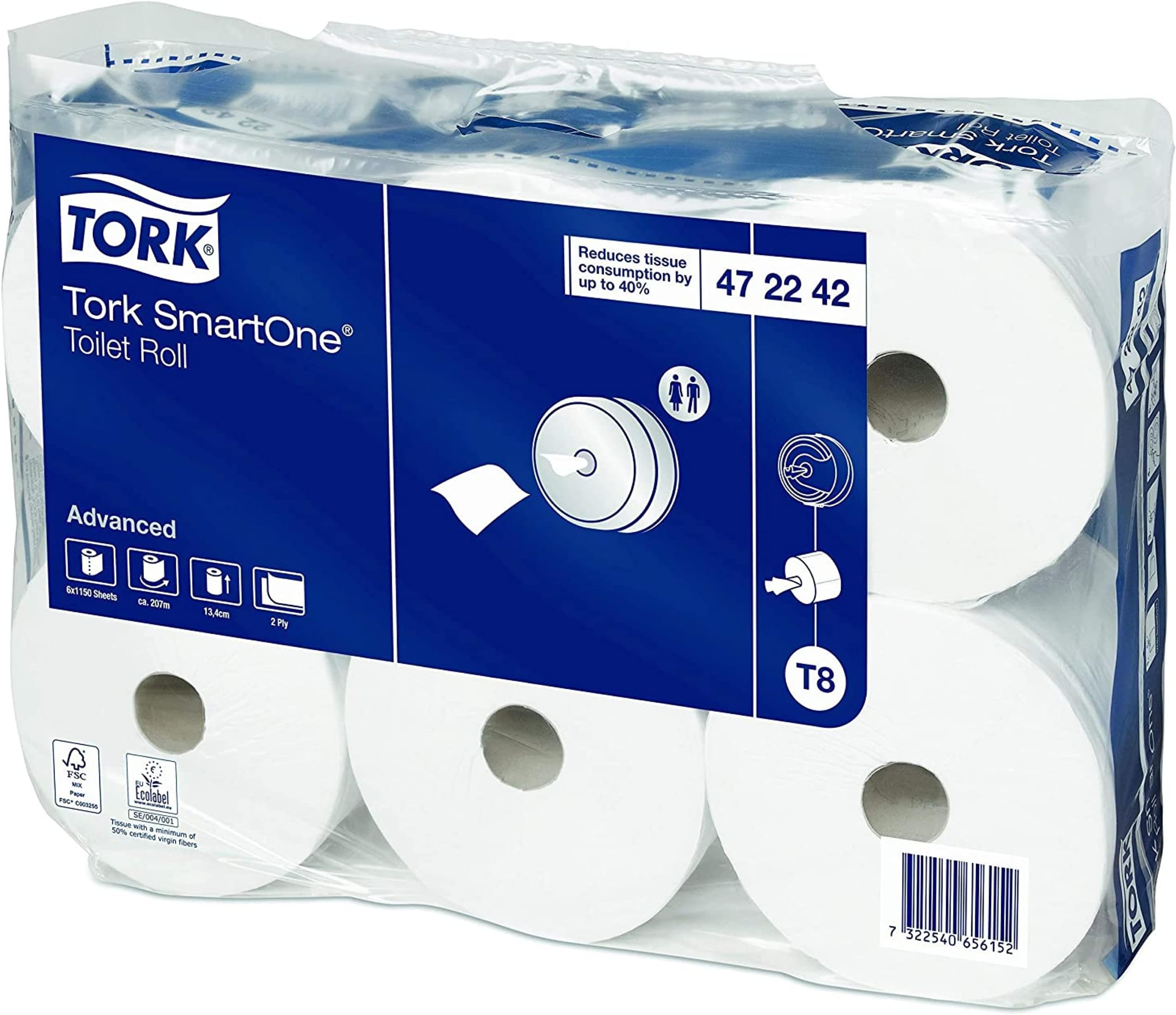 Lotus 297491 Professional SmartOne Toilet Paper 2-Layer 6 Rolls White