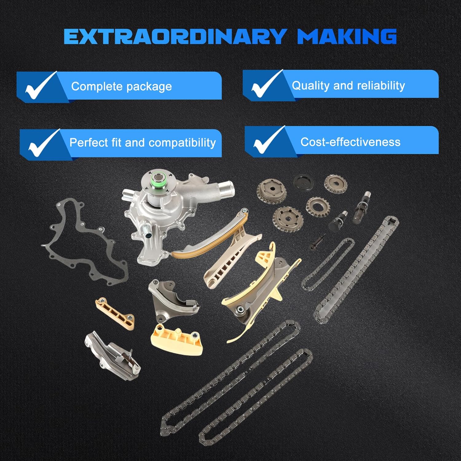 9-0389S Engine Timing Chain Kit for 1997-2009 Explorer 4.0L, for 1998-2009 Mountaineer 4.0L, for 2001-2009 Explorer Sport Trac 4.0L, for 2001-2009 Ranger 4.0L Replacement OE 76117 TS20395F