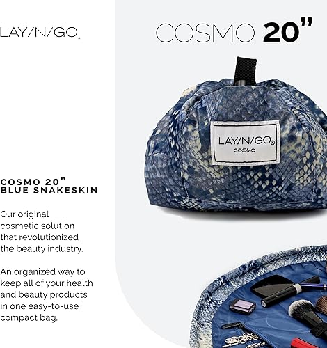 Miniatura 2 de Lay-n-Go Cosmo - Organizador de maquillaje con cordón para viajes y uso diario con un diseño patentado y duradero, 20 pulgadas, piel de serpiente