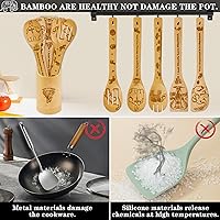 Vista 4 de Regalos de elefante para mujer, 6 cucharas de bambú de madera de elefante con soporte para utensilios para decoración del hogar, accesorios