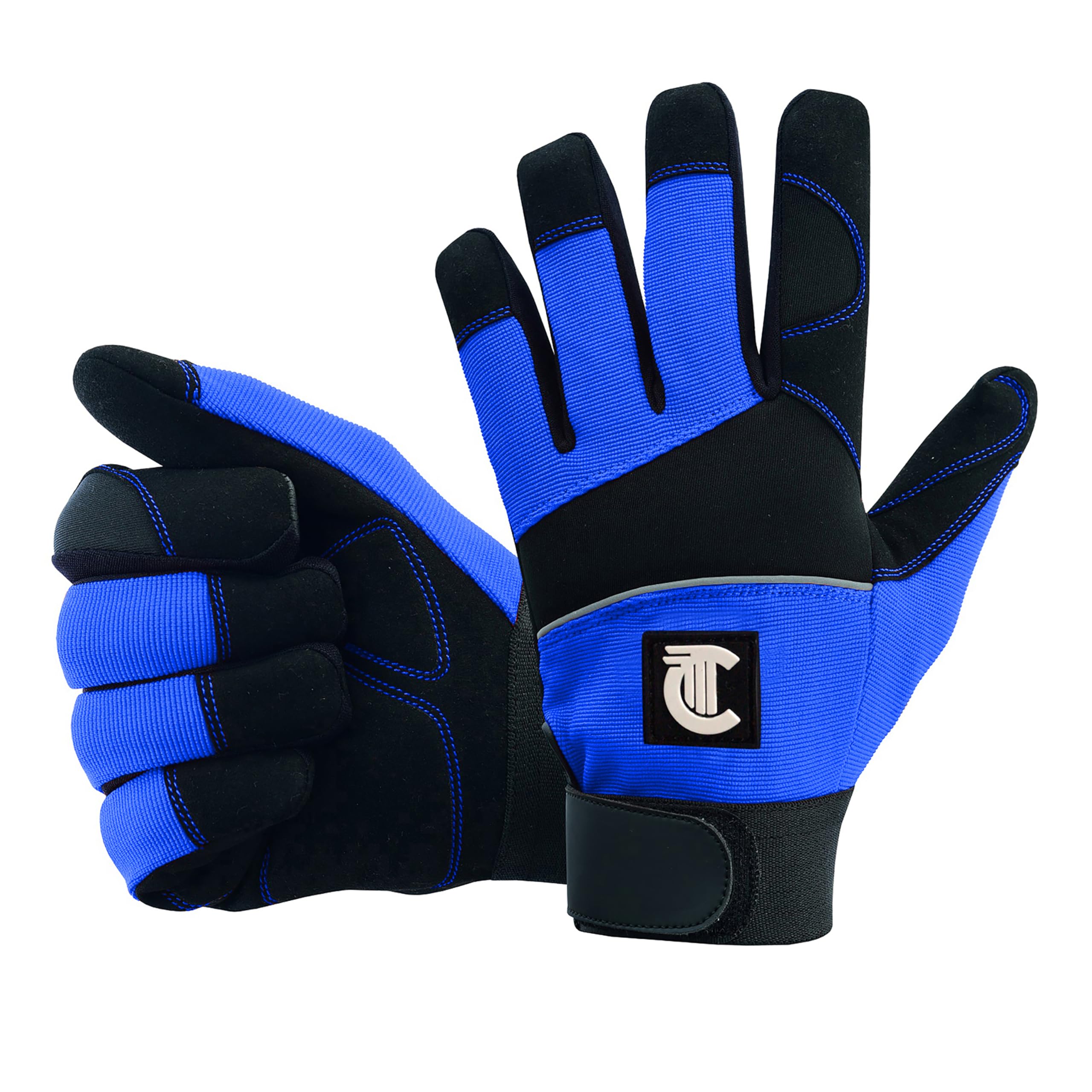 COLOURLINX Heavy Duty Work Gloves Multipurpose Safety Gardening Working Mechanic Driving Construction DIY Farm Yard Gloves Firm Grip Non Slip Lifting Handling Gloves (Blue, L)