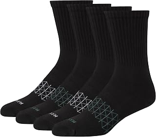 Hanes Men's Socks, Absolute Comfort Cushioned Moisture-wicking Seamless Toe, 4 Pack, Ankle, Crew and Heel Shield Socks