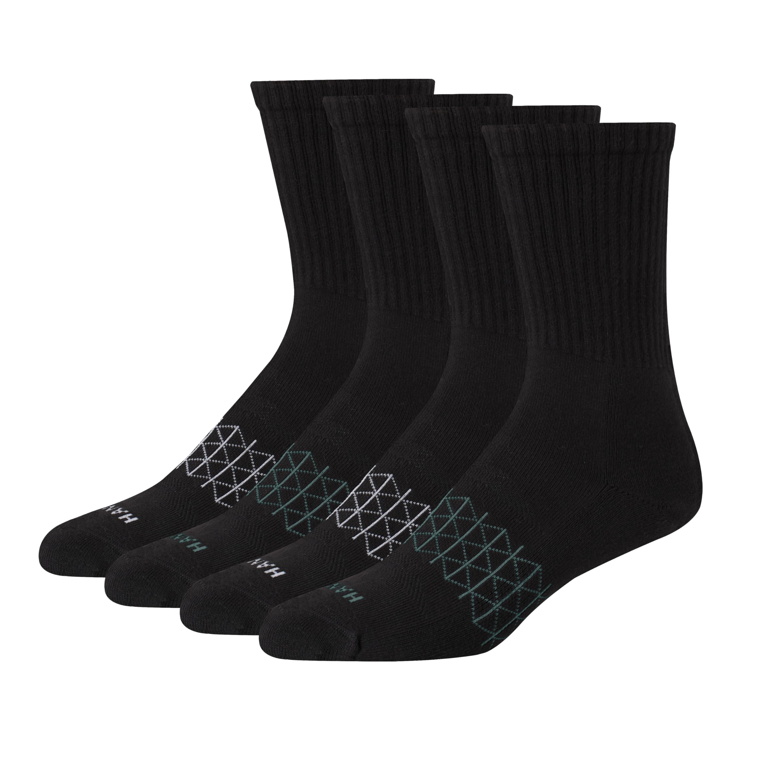 Men's Socks, Absolute Comfort Cushioned Moisture-wicking Seamless Toe, 4 Pack, Ankle, Crew and Heel Shield Socks