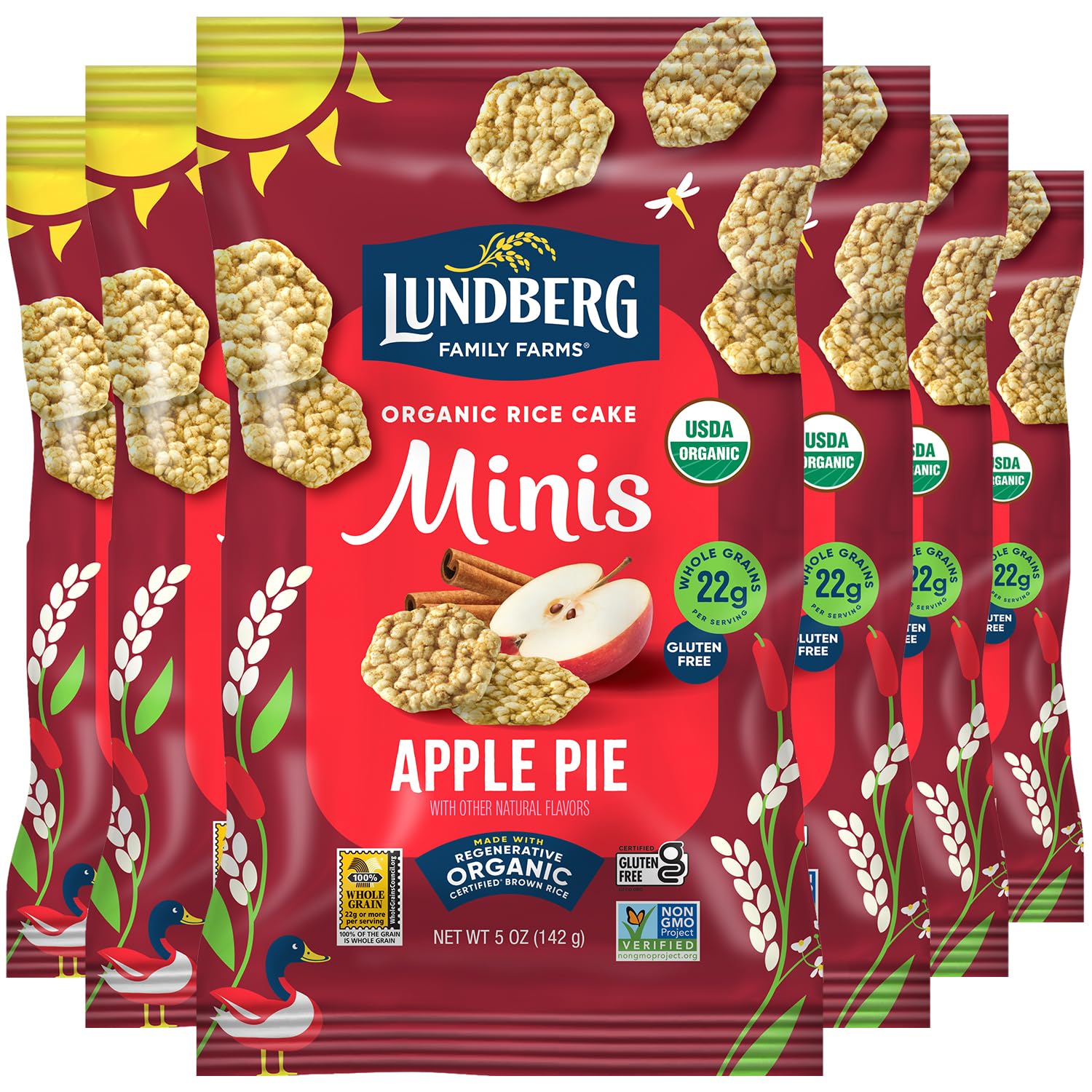 Lundberg Organic Rice Cake Minis, Apple Pie, 6-Pack – Regenerative Organic Certified Mini Rice Cakes, Healthy Snacks, Vegan, 5 Oz EaUSDA OrganicRegenerative Organic CertifiedRegenerative Organic CertifiedRegenerative Organic CertifiedRegenerative Organic Certified