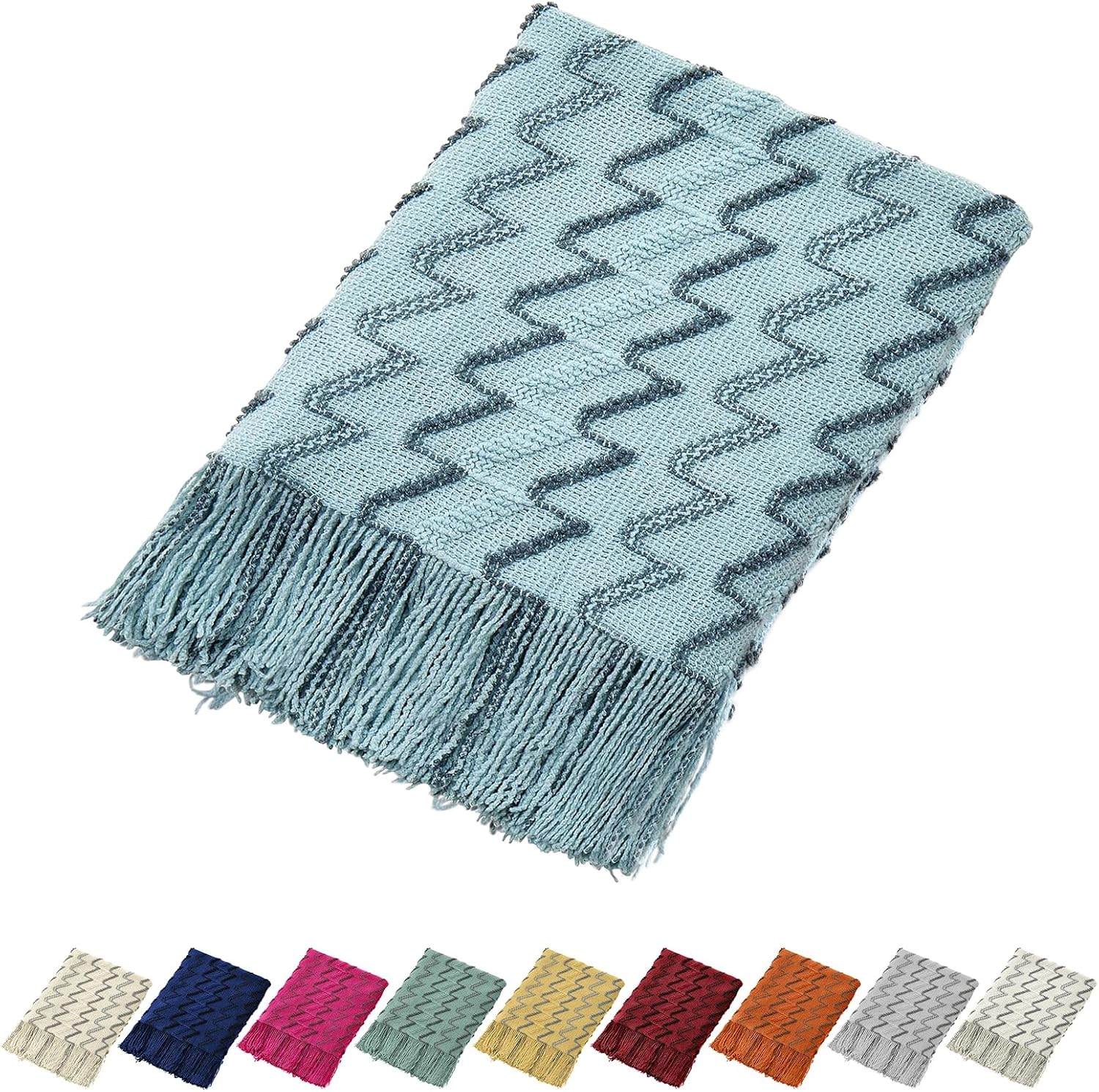 Homiest Decorative Knitted Throw Blanket with Fringe