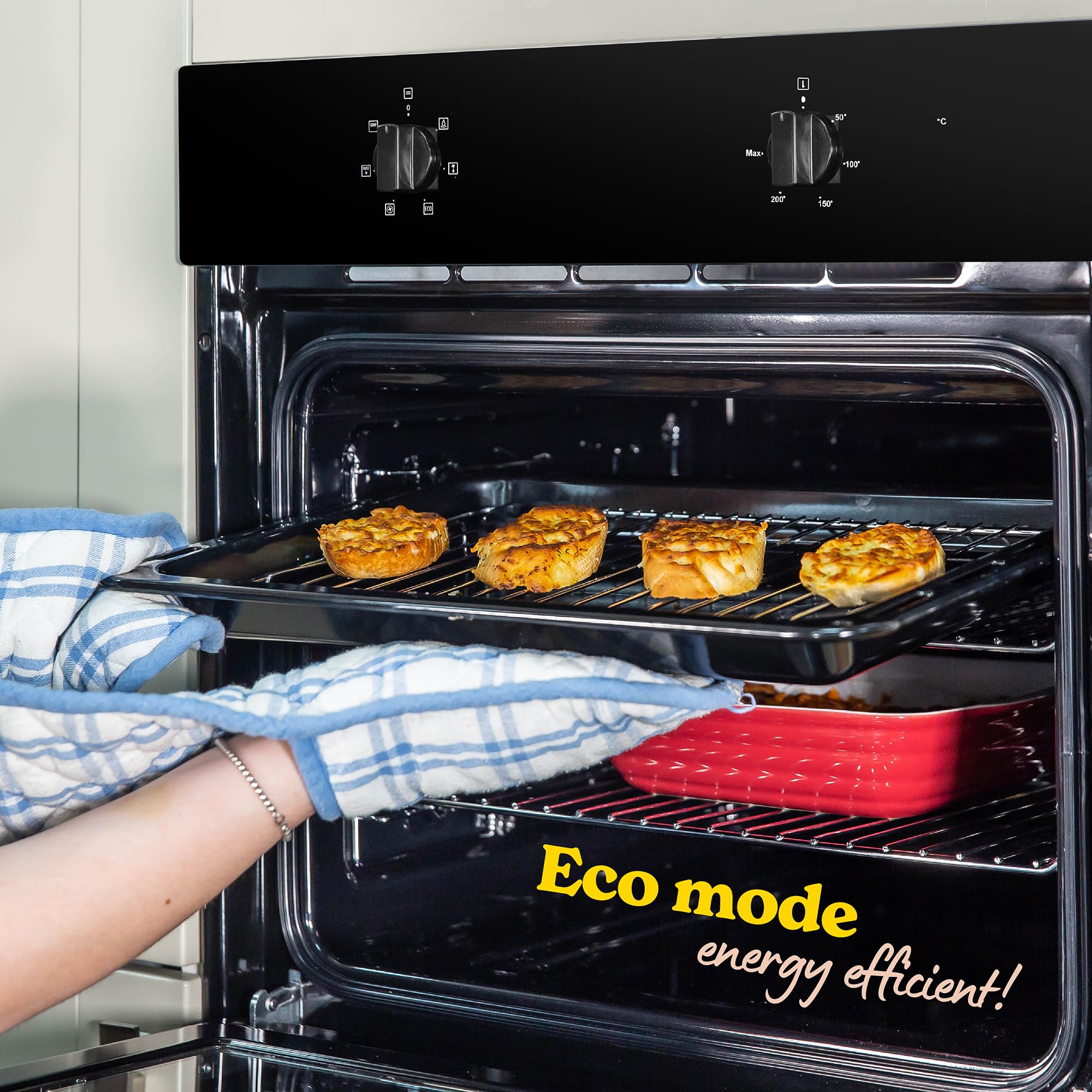 Russell Hobbs 70L, 60cm Wide, Single Electric Built-in Fan Oven and Grill in Black, 6 Oven Functions, RHFEO7004B — view 6