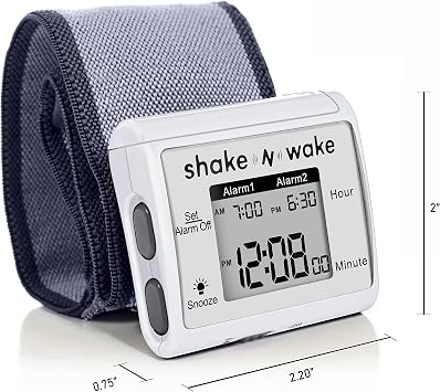 Tech Tools Vibrating Alarm Clock - Shake N Wake - Silent Alarm Wristband Watch - with Dual Alarms