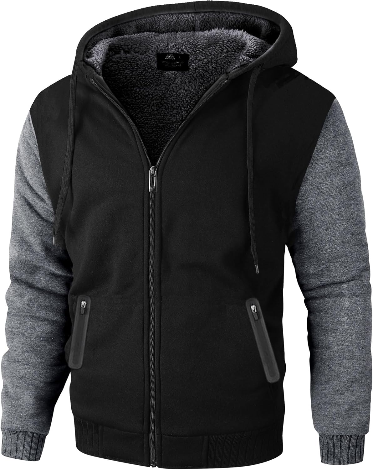 ZITY Men's Zip Up Hoodie Heavyweight Winter Sweatshirt Fleece Sherpa Lined Warm Jacket