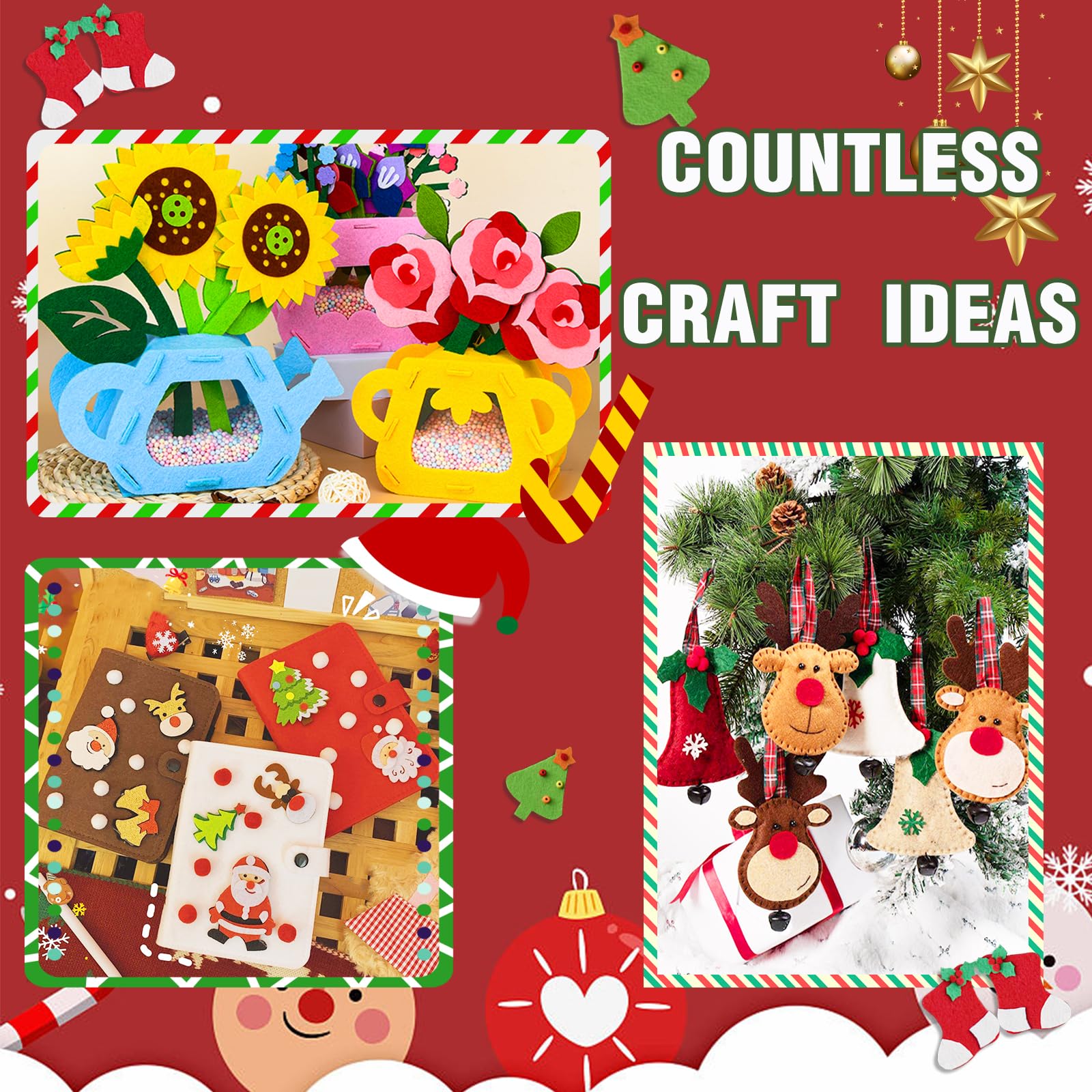 Jtnohx Felt for Crafts, 16 Pcs Felt Fabric, 7"×11.3" Stiff Felt Sheets, Craft Felt Square for Sewing (White)