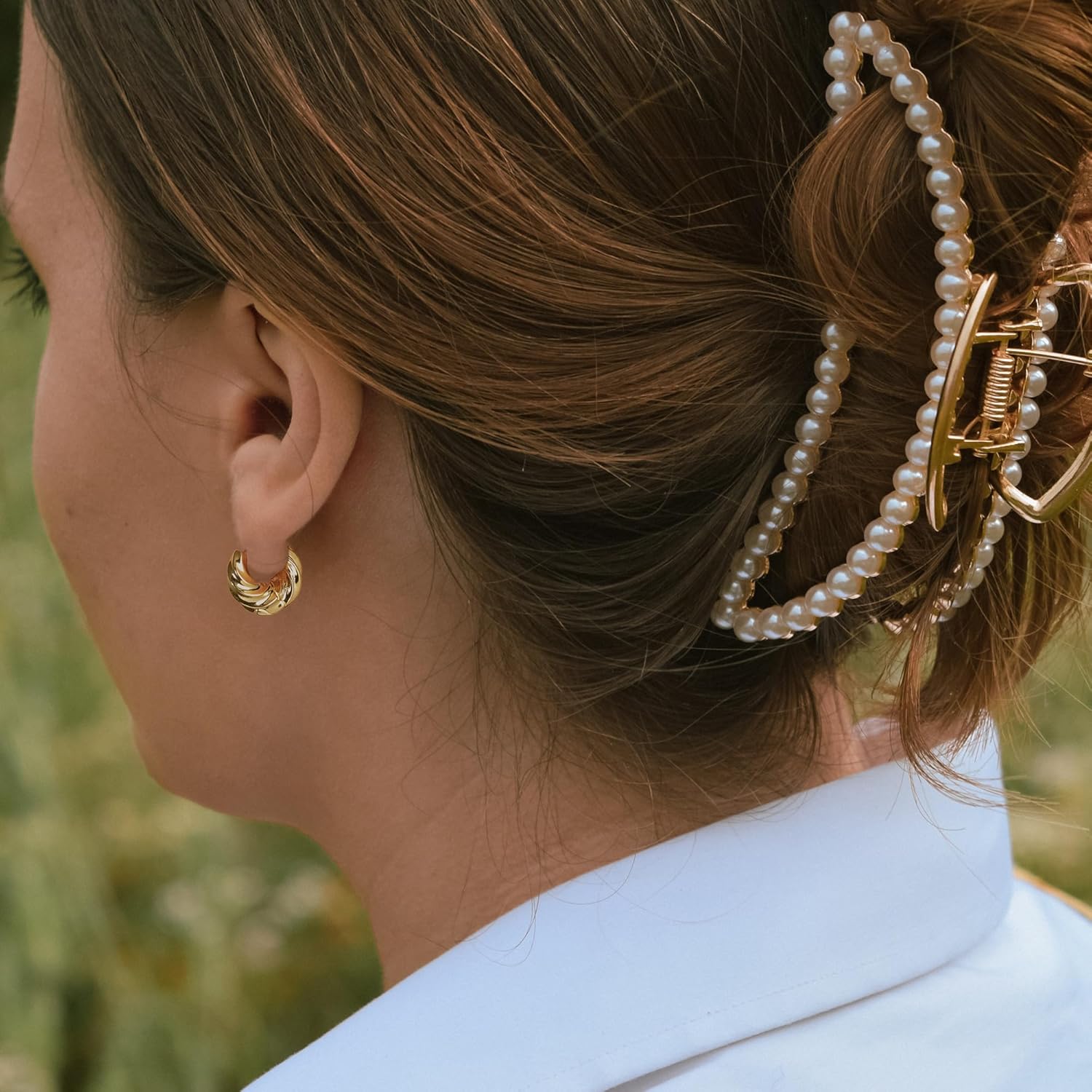 14K Gold Plated Hoop Earrings for Women, Trendy Gold Hoop Earrings Statement Cuff Lightweight Hypoallergenic Jewelry for Her - Image 4