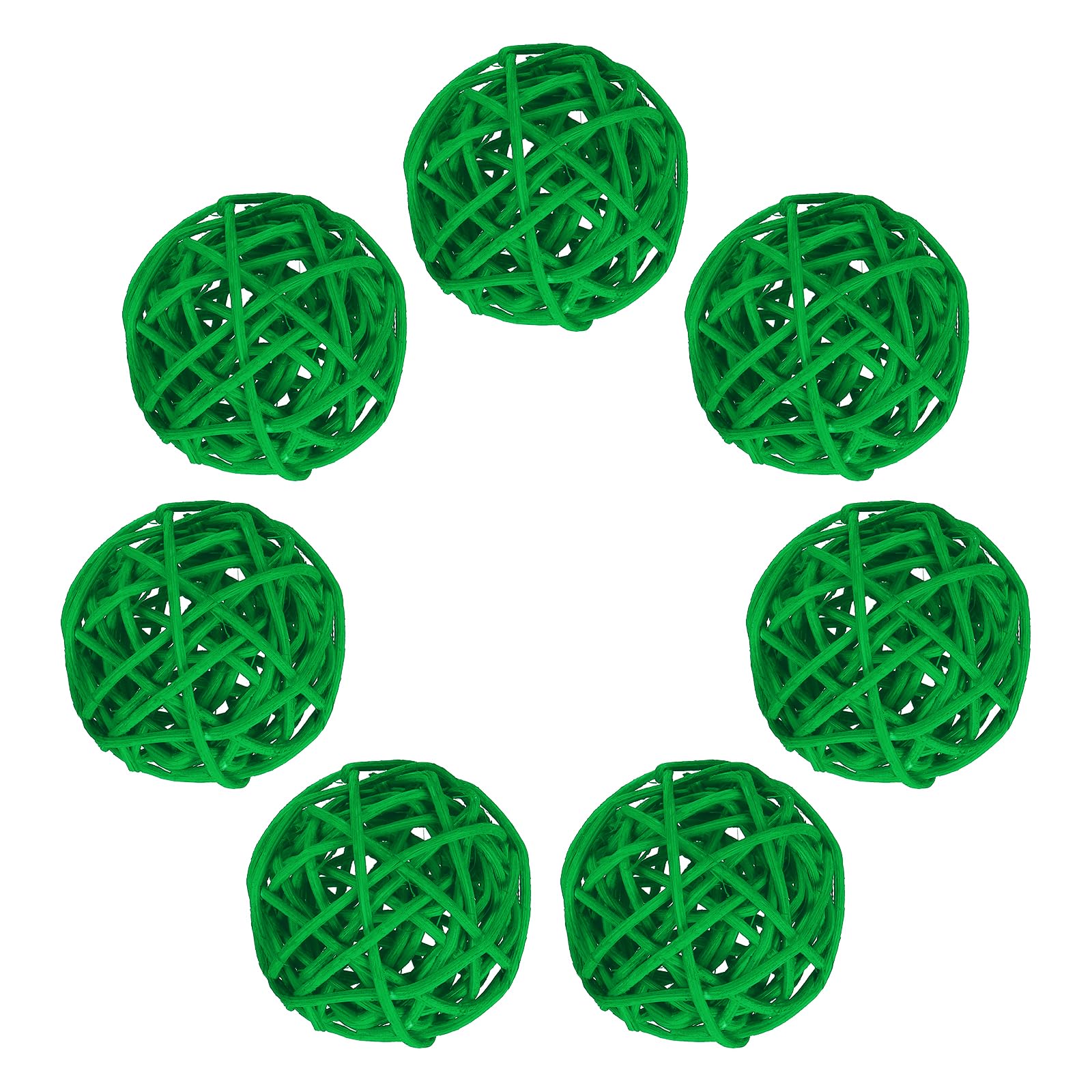 sourcing map 7Pcs Green Wicker Rattan Balls for Bowl Centerpiece 2 Inch Dia Rattan Wicker Twig Orbs Spheres Decorative Balls for Vase Home Dining Table Wedding Decor