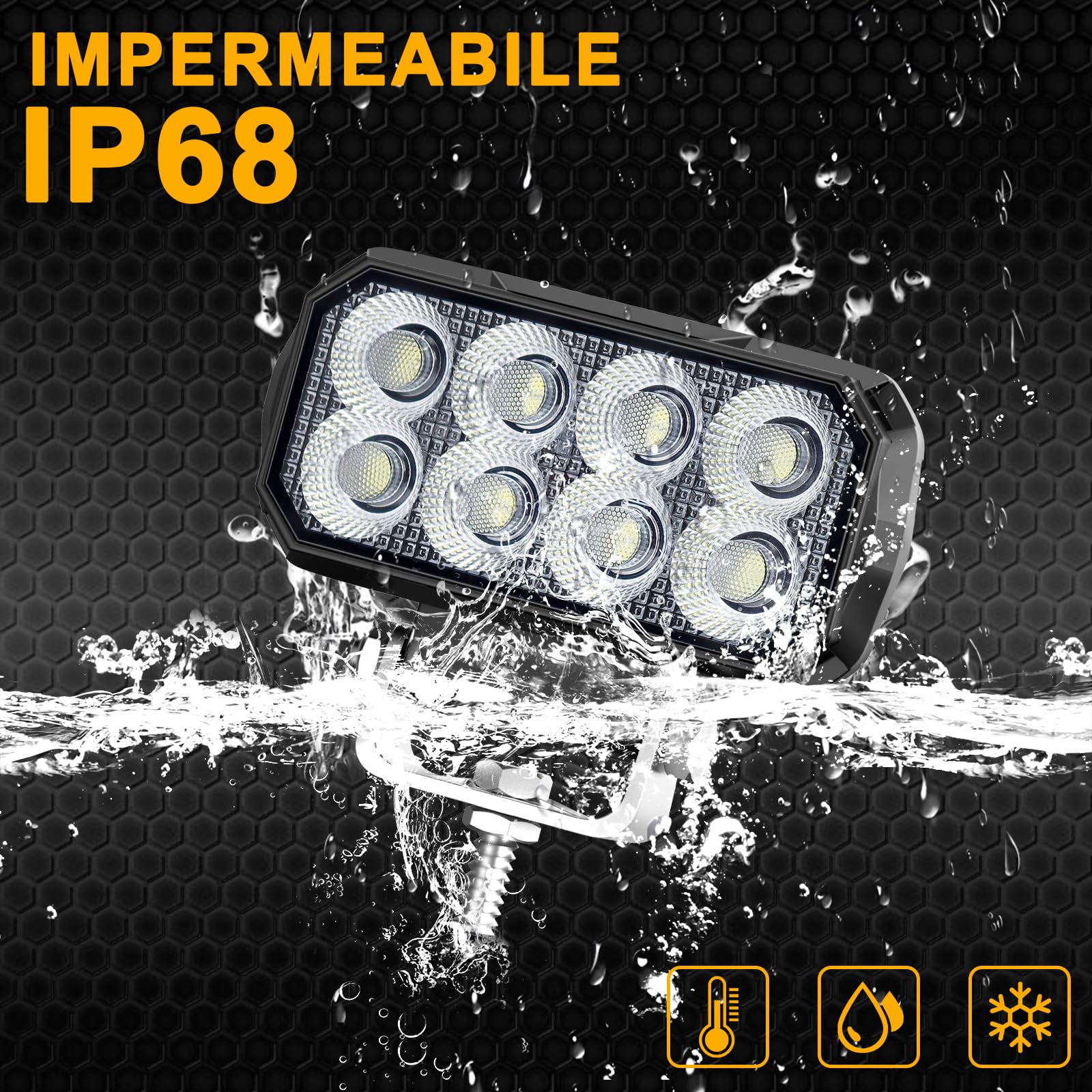 antom 2 pezzi Faro LED 168W 9-60V 18000 lumen IP68 impermeabile Ideale per escavatori, trattori, camion, SUV, motociclette, illuminazione di cantiere e avventure notturne