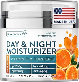 Face Moisturizer with Vitamin C & Turmeric - Day & Night Cream - Made in USA Women Skincare - Anti Aging & Anti Wrinkle - ...