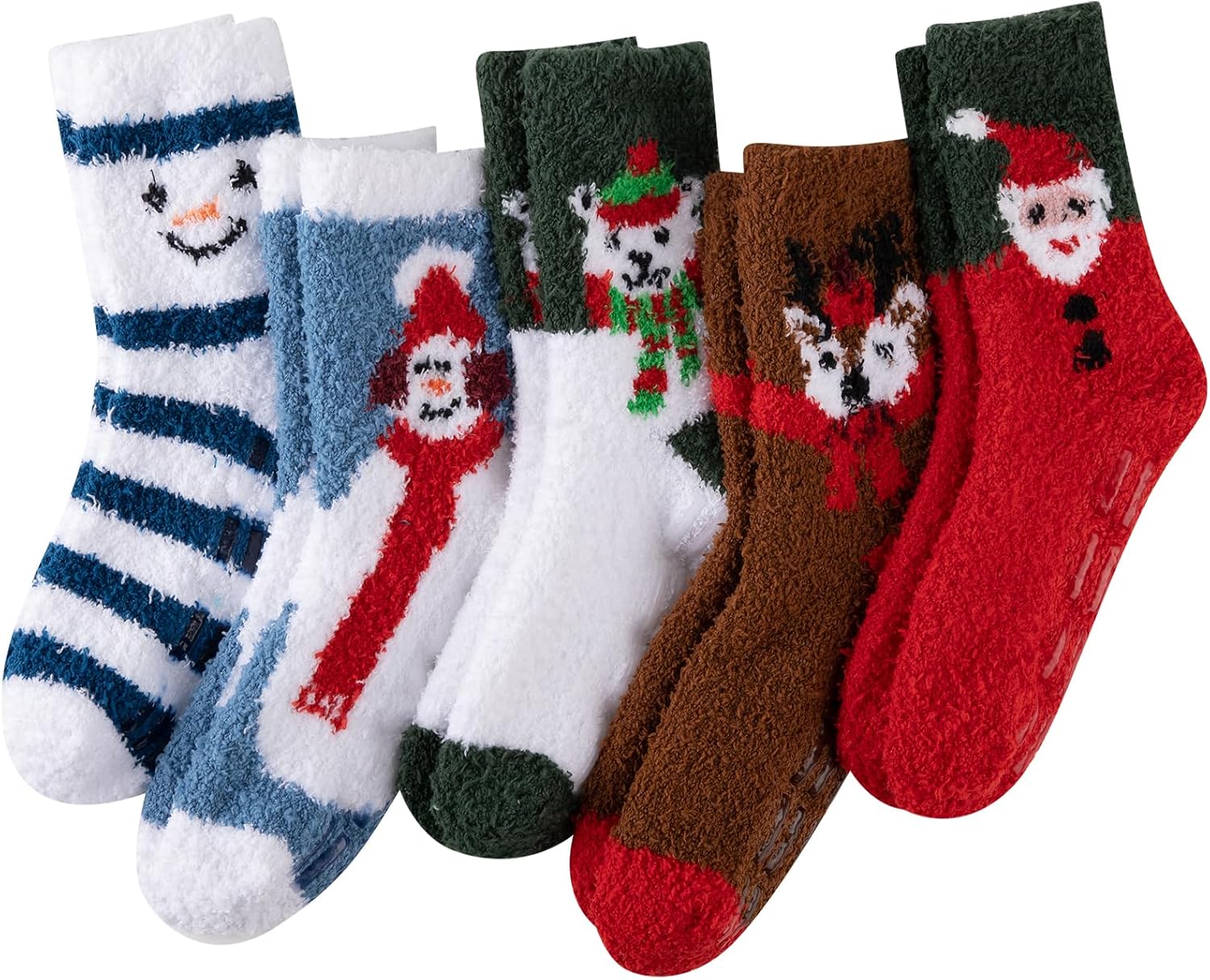 COOVAN Mens Fuzzy Socks Soft Cozy Slipper Fluffy Winter Warm Fleece Socks for Men Plush Sleeping 5 Pairs
