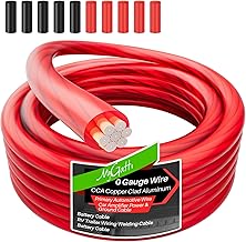 0 Gauge Wire 15FT, Copper Clad Aluminum, Primary Automotive Wire, 1/0 Car Amplifier Power & Ground Cable, Car Audio Speaker, RV Trailer, Amp, Red Translucent Jacket, CCA, with 10 Heat Shrink Tubing
