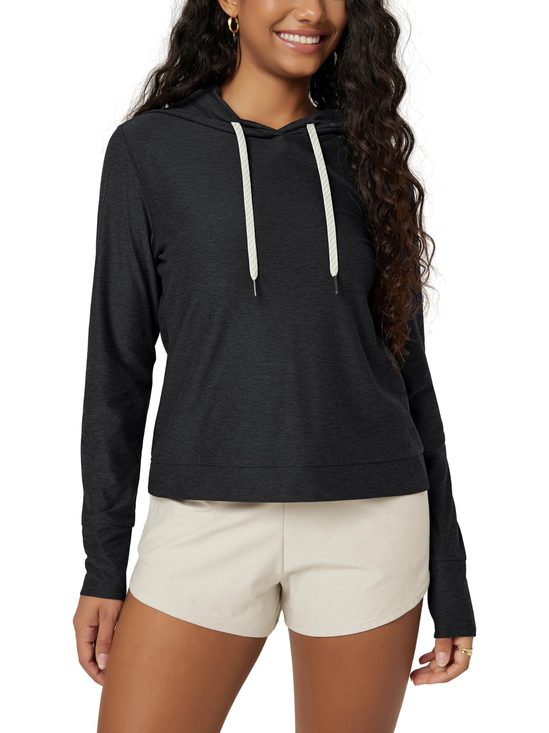 Women's Essential Hoodie - Ultra Soft odSTRATUM Tech Pullover UPF 50+ Moisture Wicking Long Sleeve Top