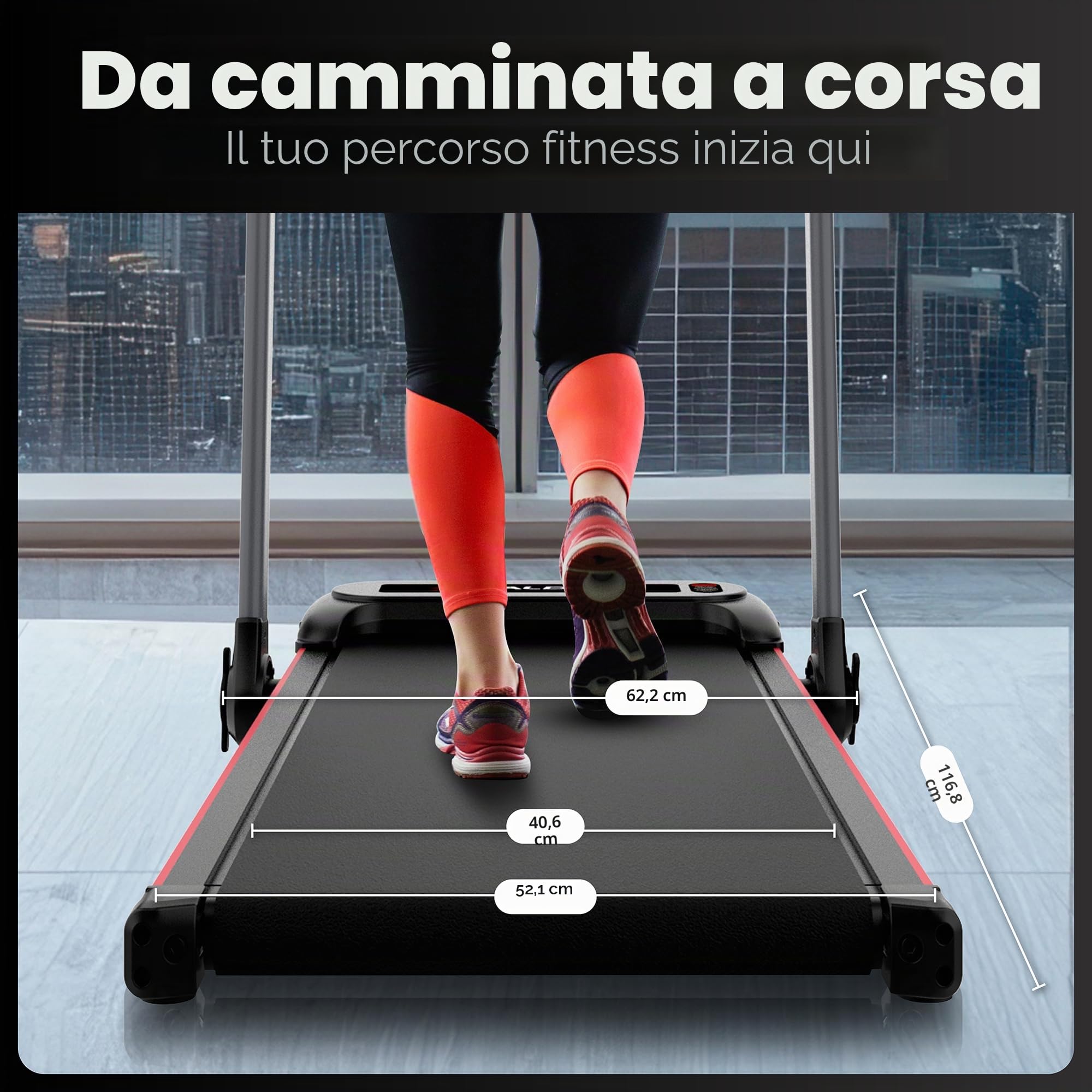 Walden Tapis Roulant Elettrico Pieghevole F2800 – Walking Pad per Casa e Ufficio, Motore da 2,5 CV, Velocità 1-10 km/h, 12 Programmi, Display LCD, Fitness e Dimagrimento (F2800)