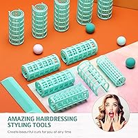 Vista 5 de Syhood 24 rodillos para el cabello, rodillos de plástico de tamaño pequeño con peine de acero para herramientas de peluquería cortas y largas