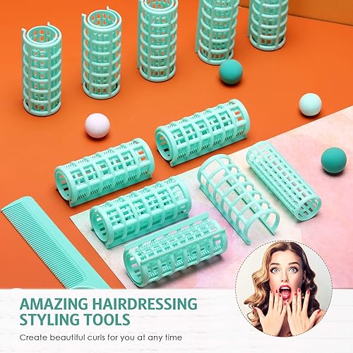 Miniatura 5 de Syhood 24 rodillos para el cabello, rodillos de plástico de tamaño pequeño con peine de acero para herramientas de peluquería cortas y largas (0.98