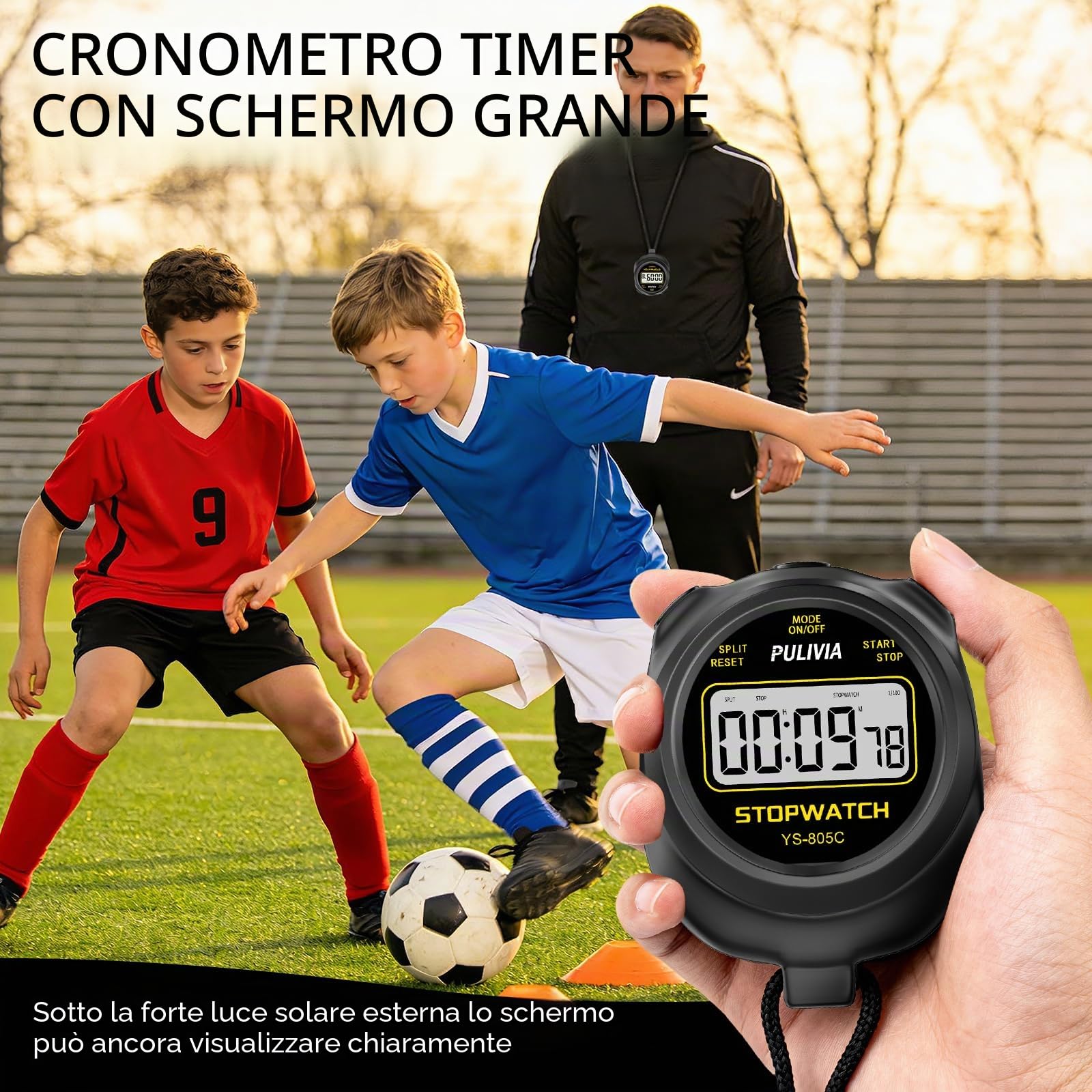 Cronometro Digitale con Conto alla Rovescia, Allarme, Nero, Batteria AAA Sostituibile