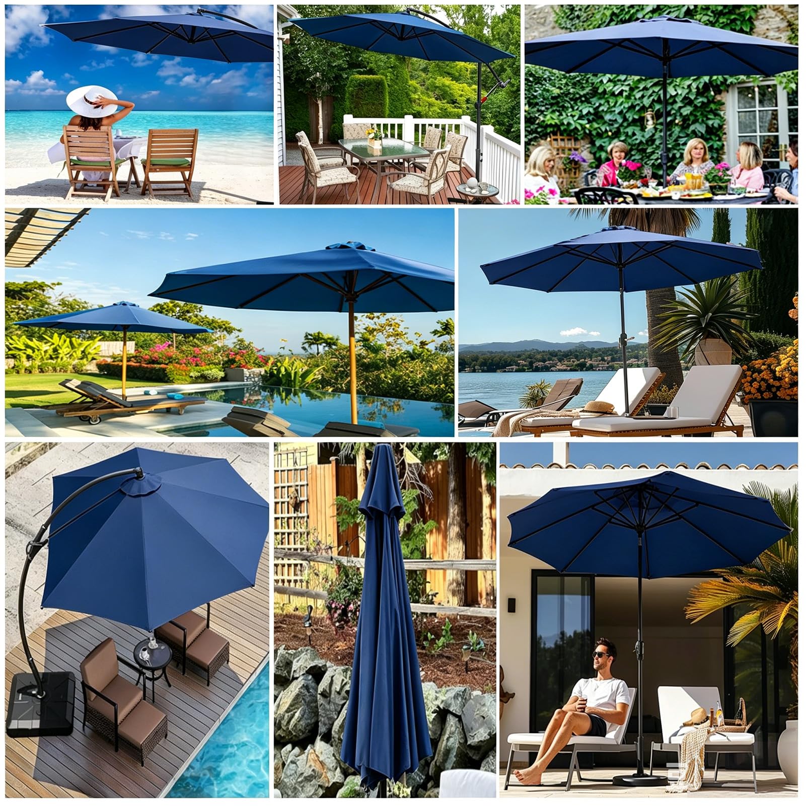 Zapasowy pokrowiec na parasol przeciwsłoneczny, 2-4 m, 6/8 wsporników, pokrowiec na parasol rynkowy i parasol przeciwsłoneczny do ogrodu, na basen, plażę, taras i balkon, 250 cm, 8 żeber