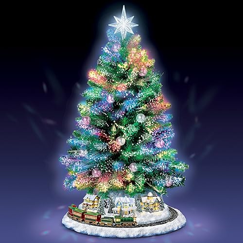 Miniatura 5 de Thomas Kinkade Holiday Sparkle - Árbol de Navidad de fibra óptica que cambia de color