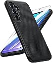 FNTCASE for Galaxy A35-5G Phone Case - Military Grade Drop Protection, 14ft Drop Tested, Screen Protector Included, Anti-Slip Textured, TPU+PC Dual Layer Shockproof Samsung a35 Case Cover (Black)