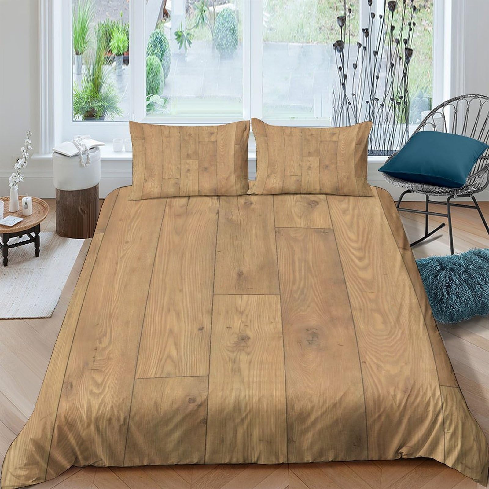Ctjqhvkz Style-8 3D Printed Wood Grain Fitted Sheet Microfiber Soft Breathable Rustic Plank Mattress Cover For Bedroom Guest Room Decor Single（135X200cm）