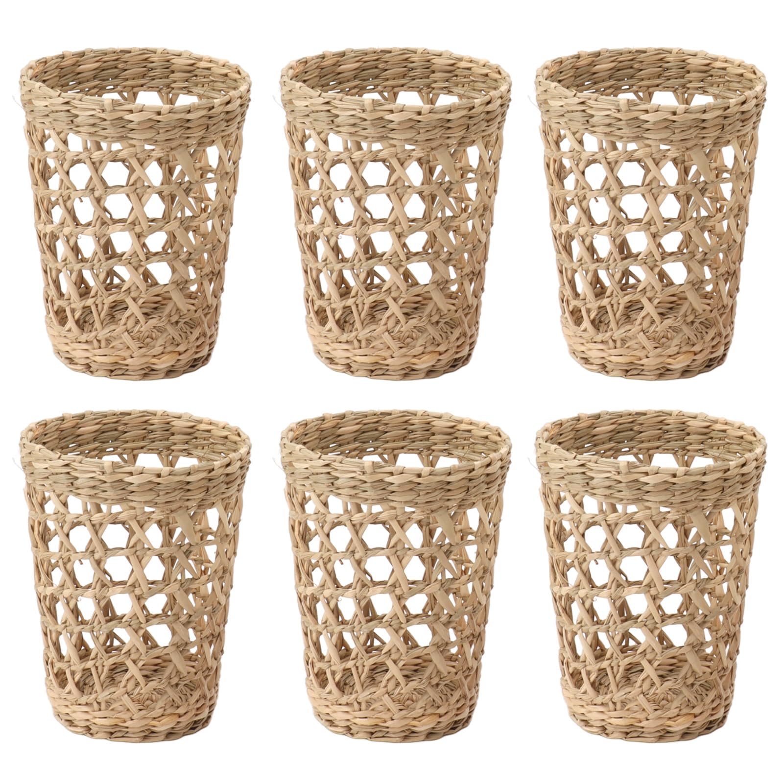 Akozon 6 PCS Woven Cup Holders Anti Scald Hollow Straw Woven Glass Cup Sleeve For Glass Bottles Plastic Cups Mugs, Multifunctional Accessory For Home