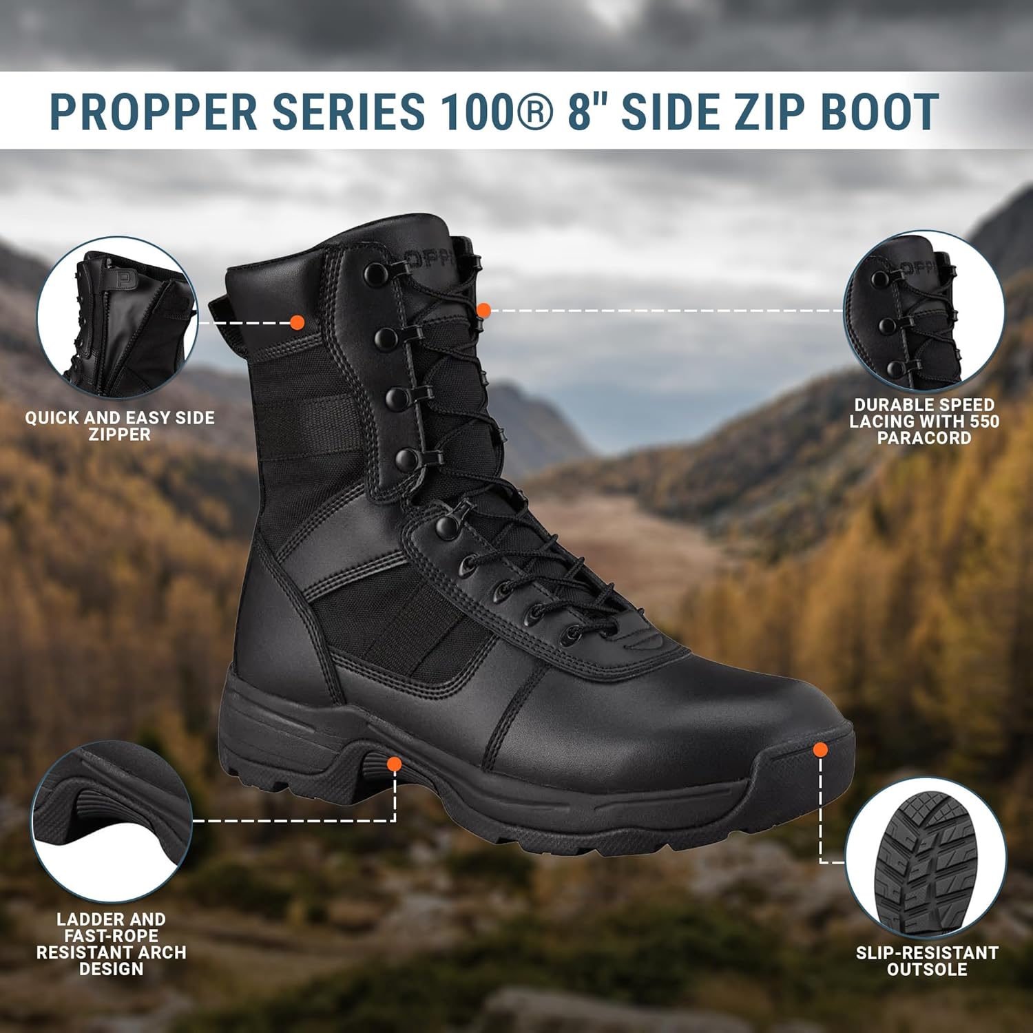 Propper mens Series 100™ 8" Side Zip Boot