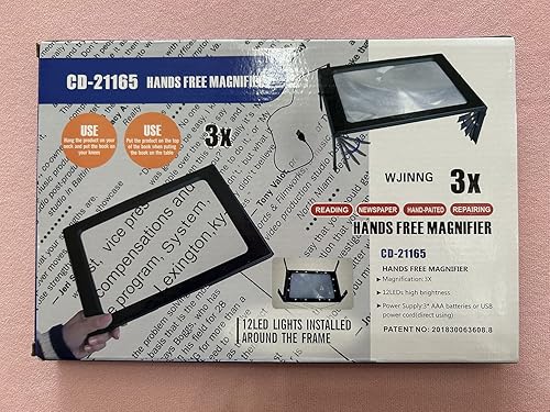 Miniatura 7 de Lupa de página completa 3X grande con 12 luces LED proporciona un área de visión uniformemente iluminada, patas plegables abatibles, modos de fuente