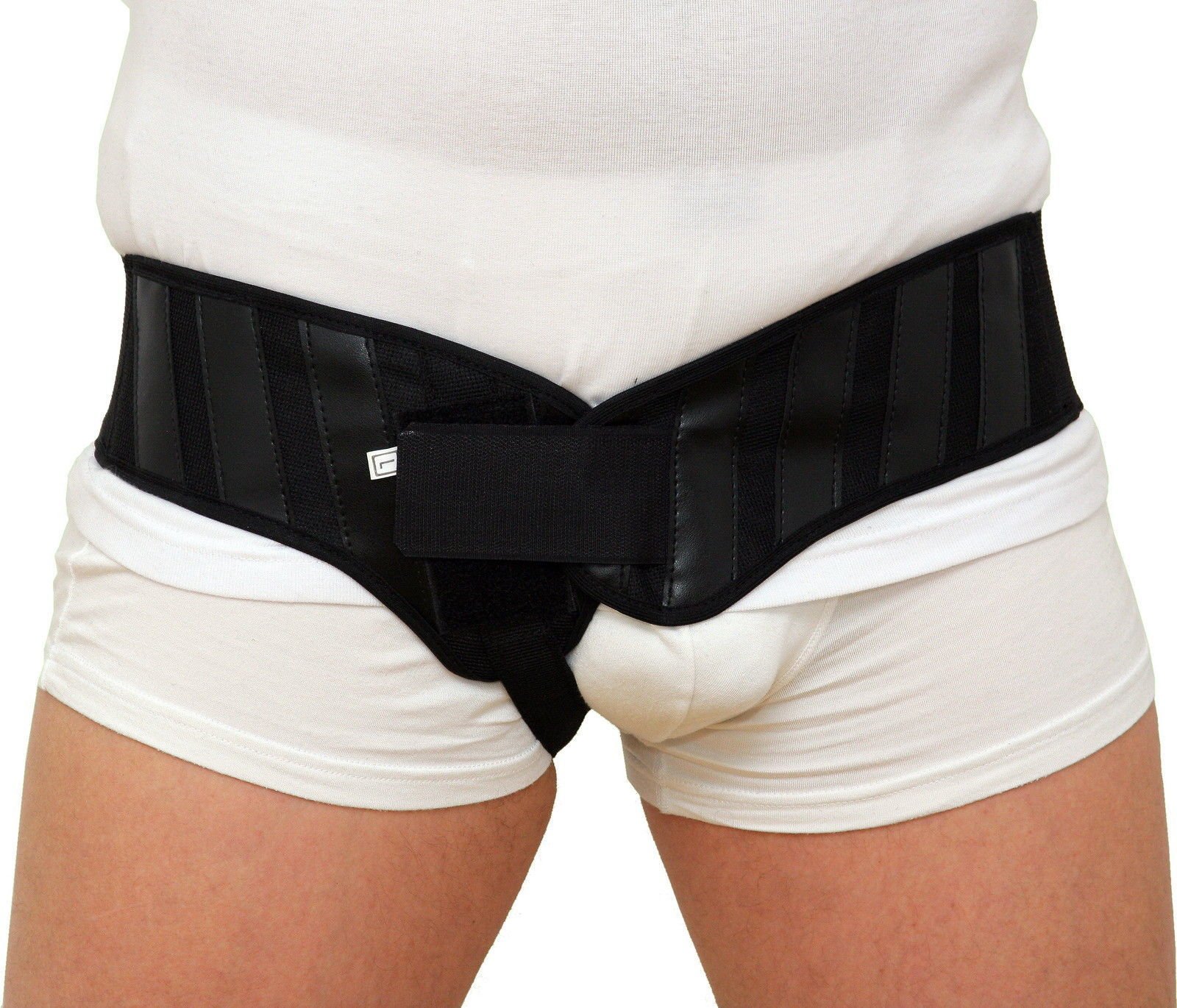Ortho-Line Hernia Support Belt Groin Support Brace Hernia Truss Inguinal Single-Sided Hernia Belt for Men and Women, Different Size Hips Belts, Black (XX-Large 110-120 cm (43,3 - 47,2