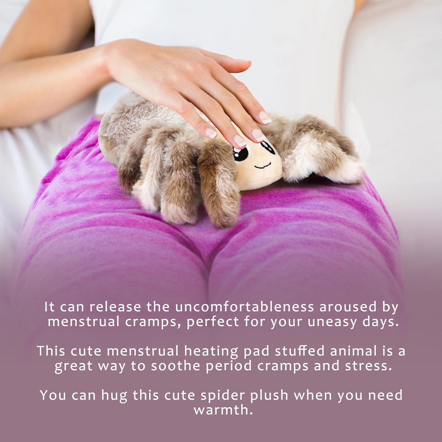 Heatable & Coolable Lying Spider Stuffed Animal, Microwave Heating Pad for Period Cramps, Stuffed Spider Plushie Cute Plushies, Stuffed Plush Gifts for Girls & Boy