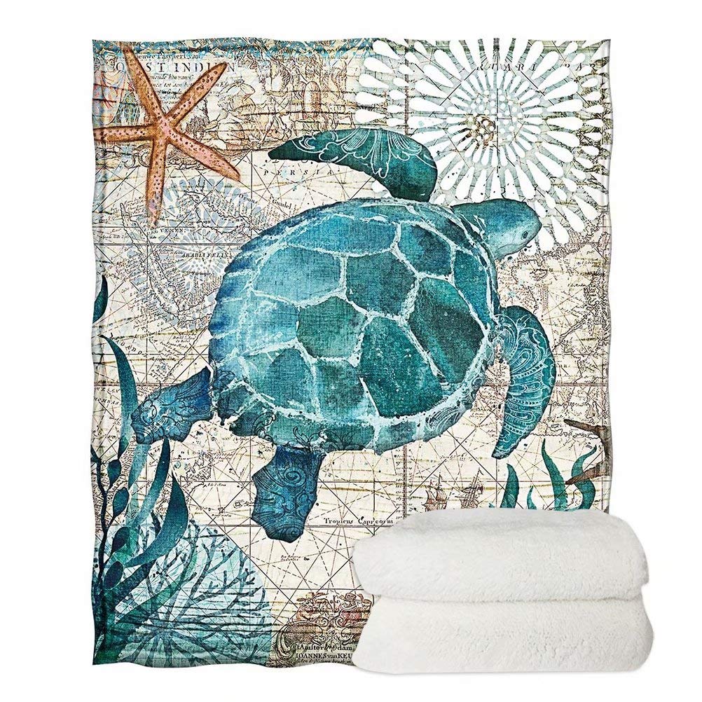 Couverture tortue de mer flanelle contre le froid sur le lit et canapé