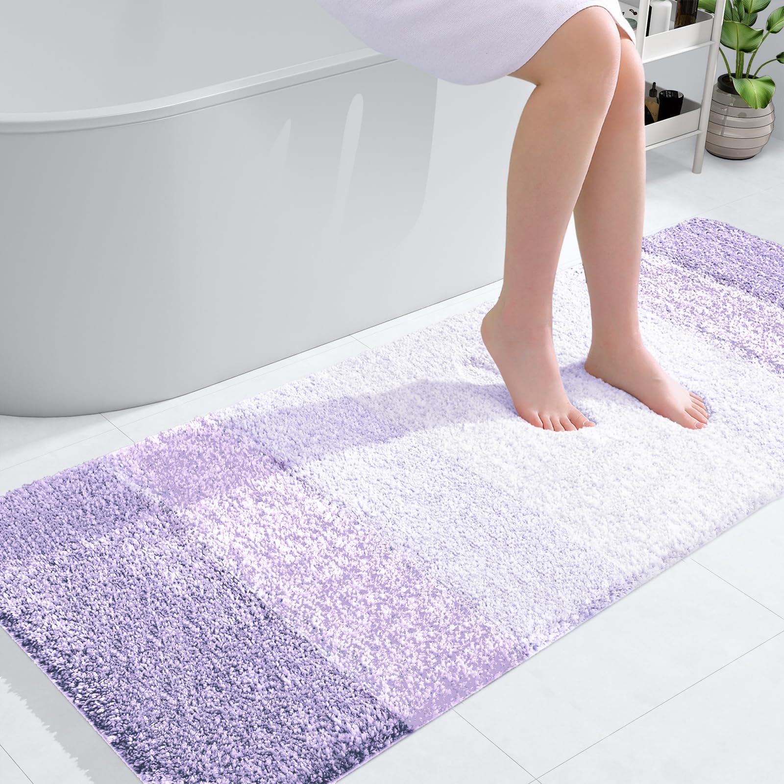 OLANLY Bathroom Runner Rug 54x24, Extra Soft Absorbent Microfiber Bath Rugs
