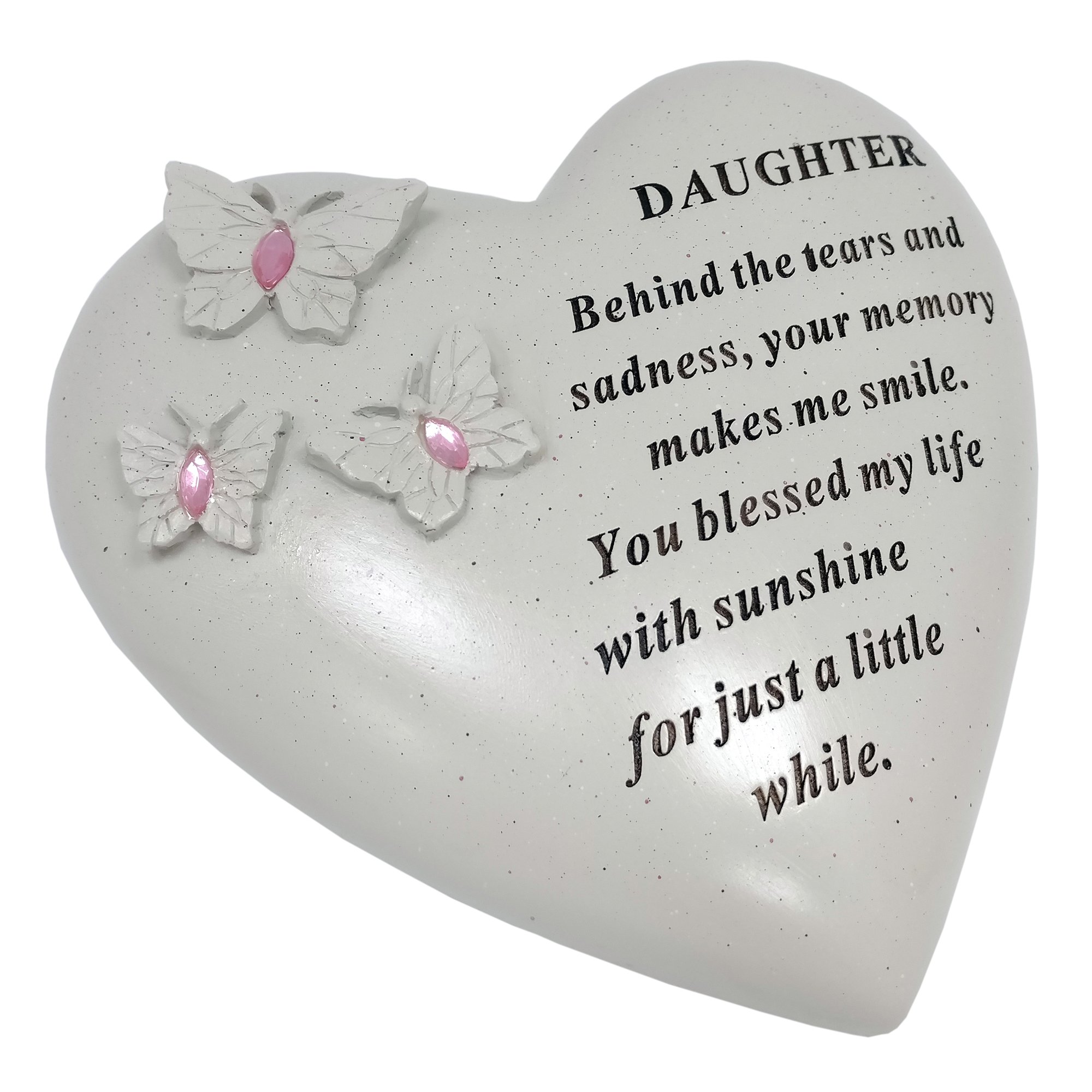David Fischhoff Daughter Memorial Butterfly Heart with Gems, Cream