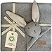 DIKOS Original 2-in-1 Babydecke & Kuscheltuch SCHMUSE-Hase (dunkelgrau) – schönes Geschenk zur Geburt für Neugeborene Mädchen/Junge – aus weicher Bio-Baumwolle (GOTS) – ideal als erstes Kuscheltier
