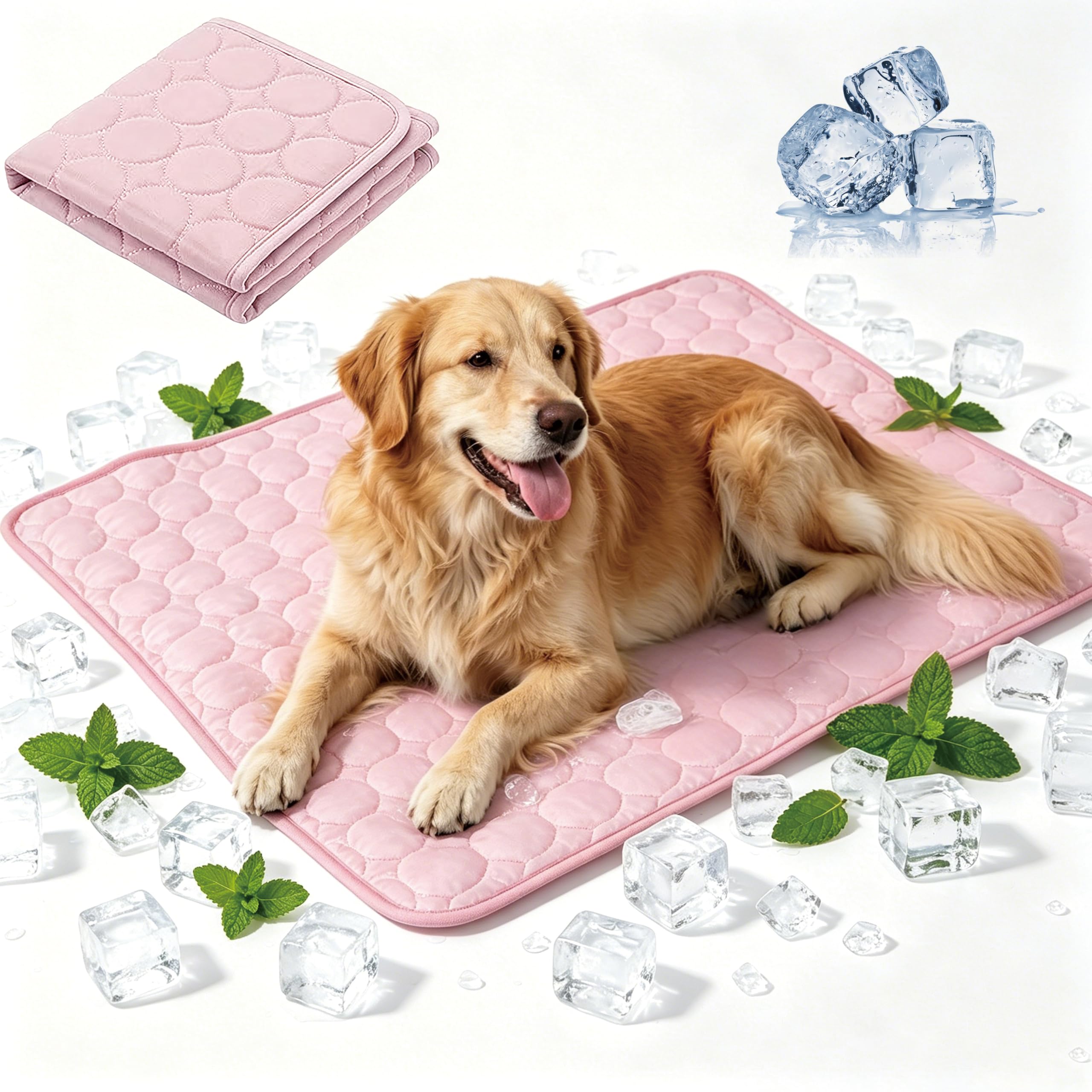 Kühlmatte für Hunde, Kühlmatte Hund für Katze, Hundematte Sommer Kühlkissen Waschbares Hundebett, Faltbar, 100 * 75cm, Hundekühlmatte Selbstkühlend, Matte für Haustiere & Mensch (XL)