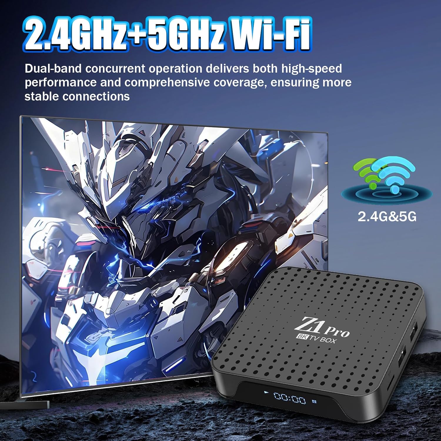 Z1 Pro Android 10.0 TV Box, 4K Ultra HD Smart Box for TV with 2.4GHz+5GHz WiFi, Internet Channel Box TV Device, H313 Quad-core, USB 2.0, Bluetooth Voice Remote Control, Compact and Powerful