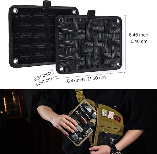 Vista 33 de TACTICAL_GEEK TCM4 Mini tablero organizador EDC, accesorios de mochila con panel trasero de gancho suave, panel de inserción de bolsa de TCM4-Rojo