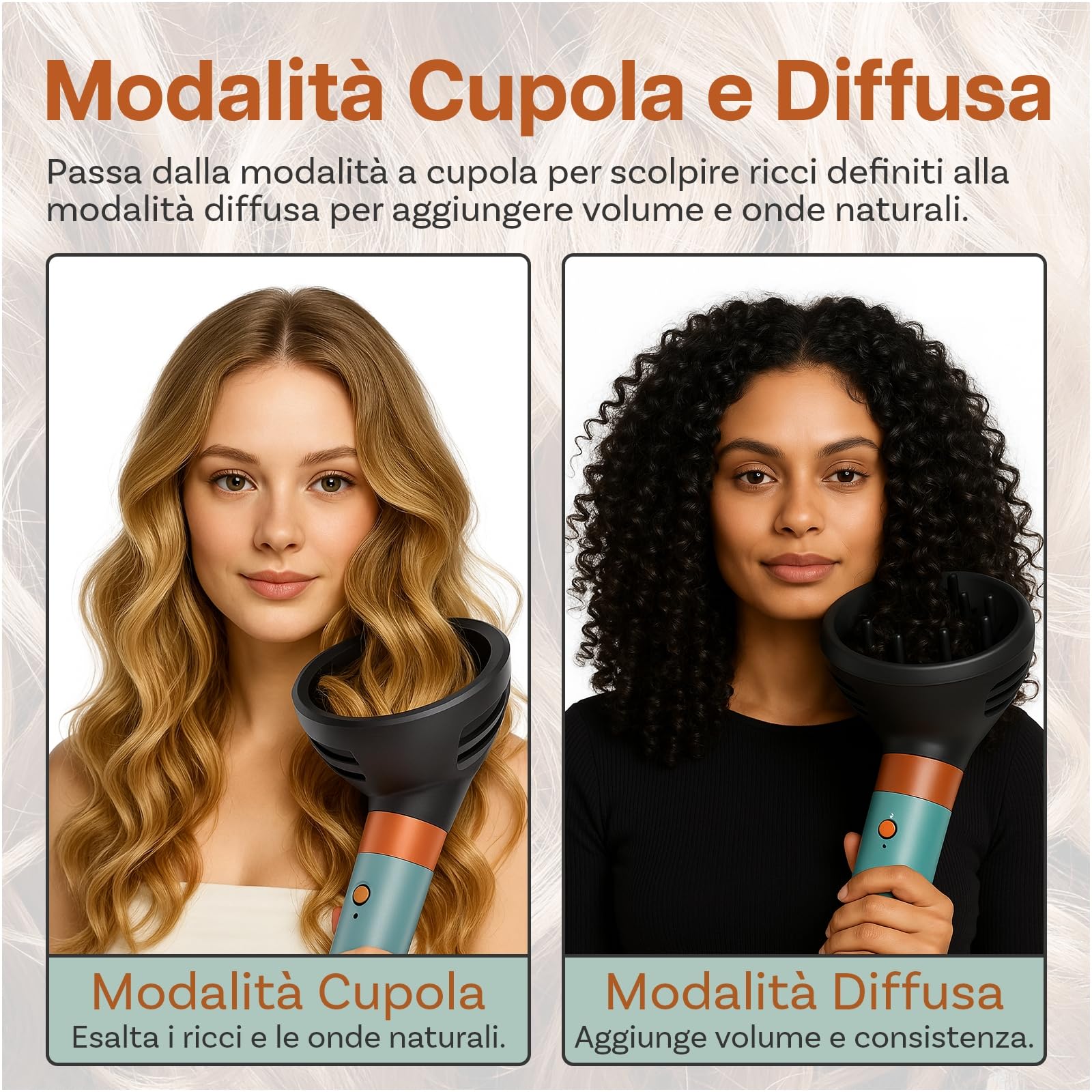 Diffusore Wave + Curl per Dyson Airwrap di MMOBIEL – Compatibile con HS01, HS05, HS08 – Doppio Flusso d'Aria a Cupola e Modalità Diffusa - Accessorio per Ricci, Onde e Volume – Grigio