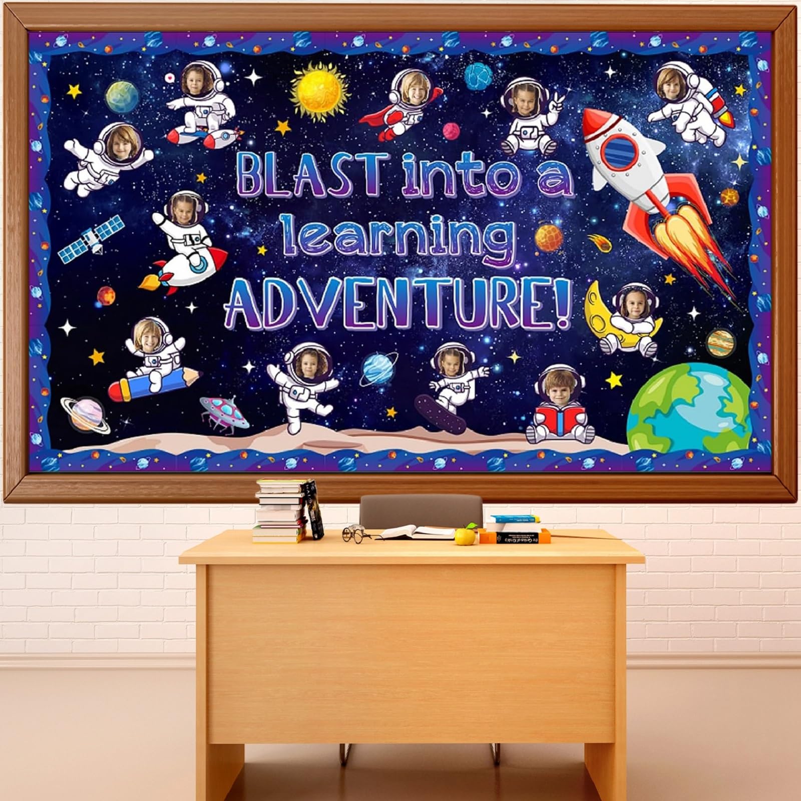 Pajean Space Bulletin Board Outer Space Classroom Decorations Blast into a Learning Adventure Cutouts for Back to School First Day Window Door Wall