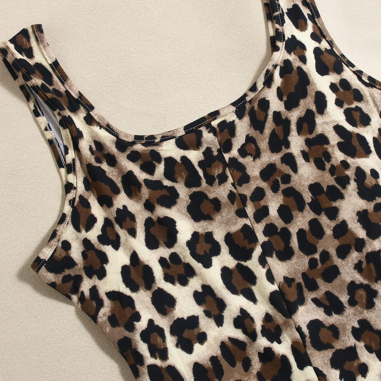 Womens Summer Casual Leopard One Piece Jumpsuit Sexy Sleeveless Backless Overalls Loungewear Vacation Outfits - Image 5