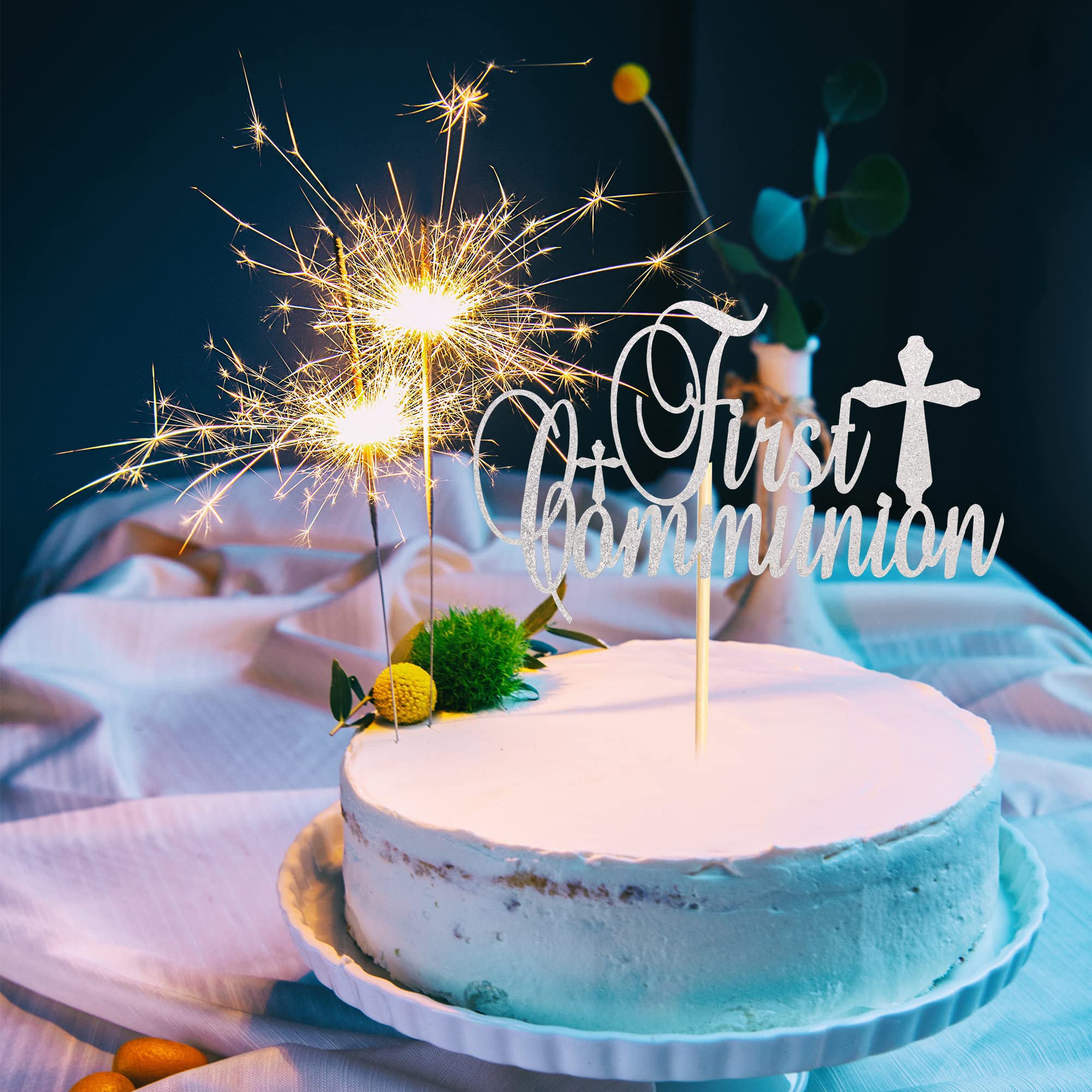 2 Decorazioni Per Torta Con Croce E Scritta 'God Bless' - Oro, Per Battesimo, Prima Comunione, Baby Shower, In Zucchero, Fai Da Te