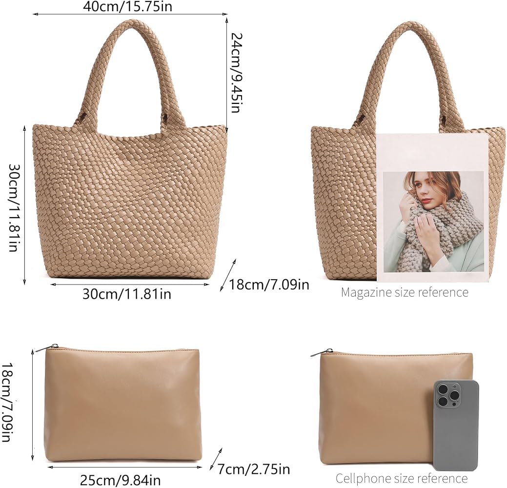 Amazon.com: JOTOFIT Woven Tote Bag for Women Soft Vegan Leather