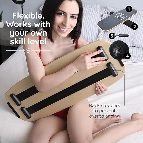 Miniatura 5 de Entrenador de tabla de equilibrio de surf y remo rodillo oscilante de madera para deportes de ejercicio tabla de surf patineta tabla de snowboard