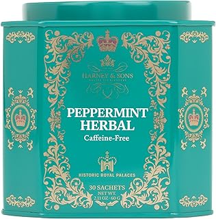 Harney & Sons Peppermint Herbal Tea in Sachets, Caffeine-Free Herbal, 30 Sachets