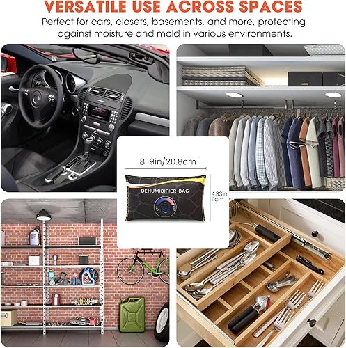 Miniatura 3 de 2 x 14.11 oz (1.8 libras) absorbentes de humedad recargables, bolsa deshumidificadora de automóvil, paquetes desecantes grandes de reactivación