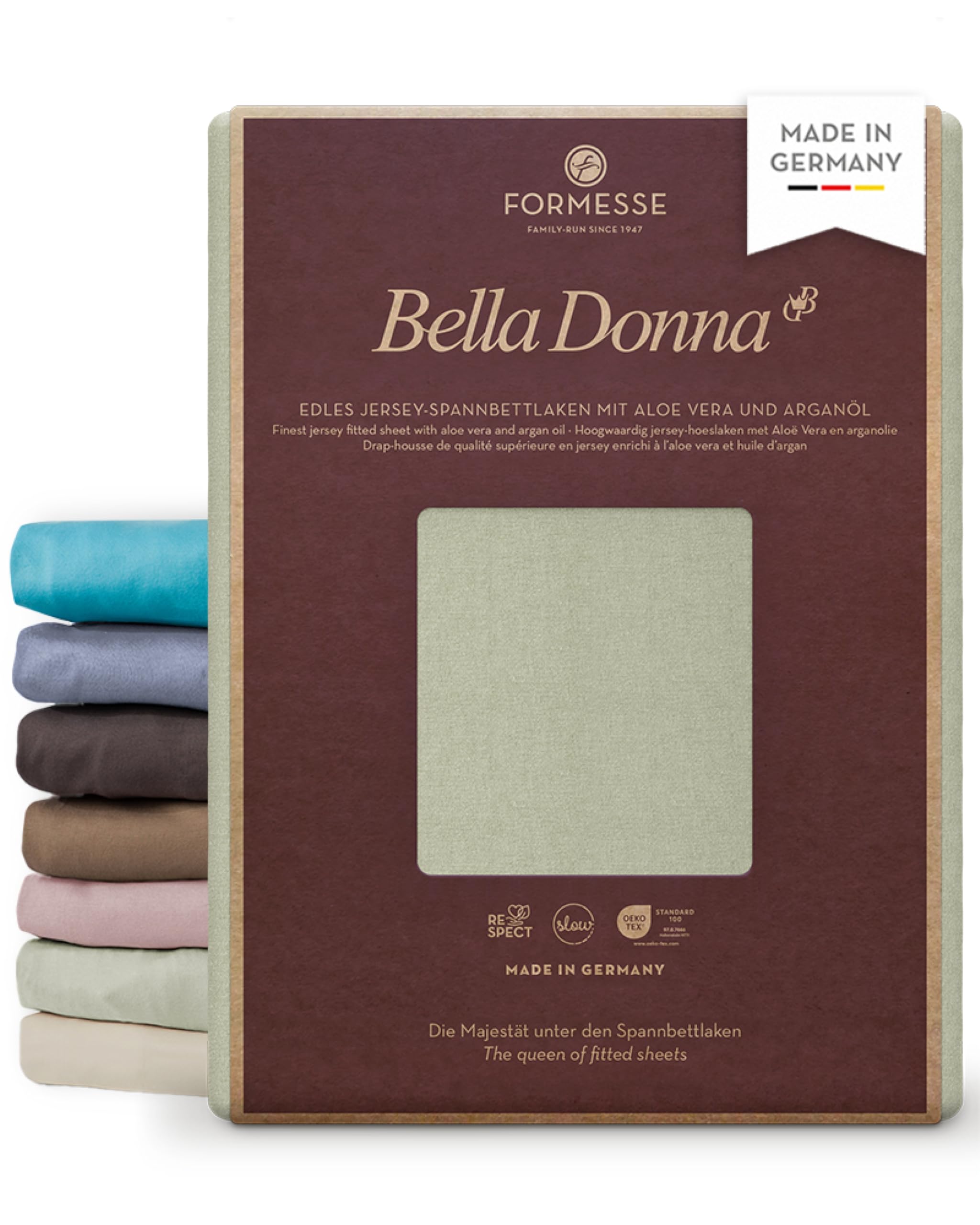 Formesse Bella-Donna Jersey prześcieradło z gumką szaro-zielone, 140 x 200-160 x 220 cm