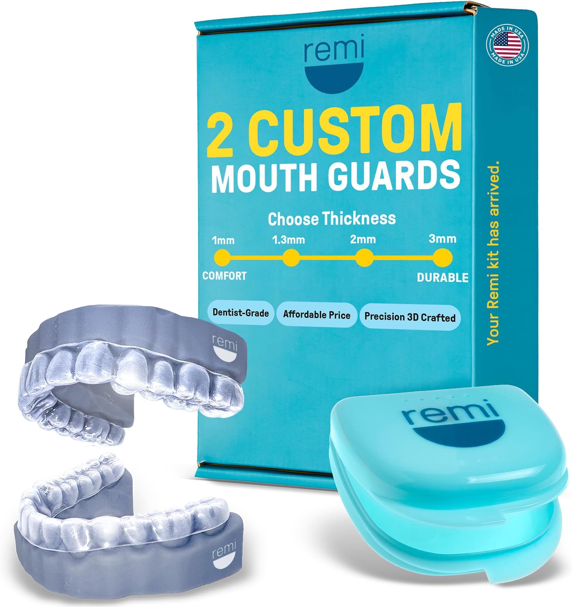 Remi at-Home Custom Night Guard Kit - Create The Best Fitting Dental Grade Top and Bottom (2) Mouth Guards for Grinding Teeth (Bruxism) & TMJ Relief Night Guard